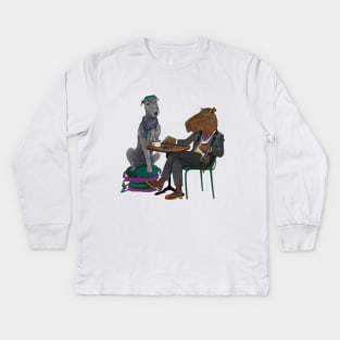 Capybara and his friend Irish Wolfhound Kids Long Sleeve T-Shirt